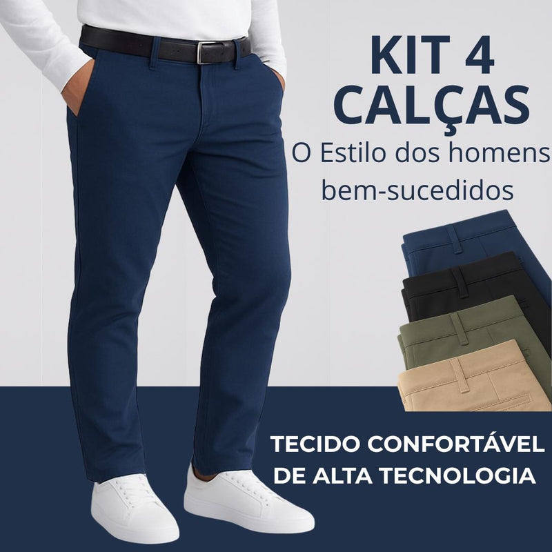 KIT 4 Calças Sociais + Brinde Cinto Social | Couro