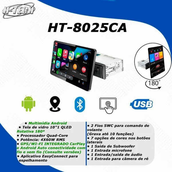 CENTRAL MULTIMIDIA UNIVERSAL WIifi Android 12" Tela Flutuante TouchScreen + Câmera de Ré